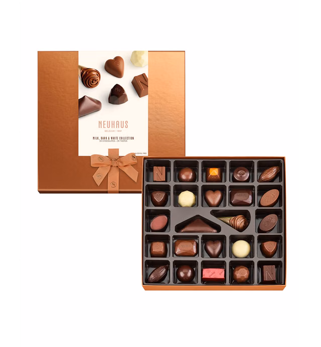Neuhaus Belgian Chocolate Classic Discovery Collection – 24 Timeless Neuhaus Pieces Assorted Milk, White & Dark Chocolate Pralines – Gourmet Chocolate Gift