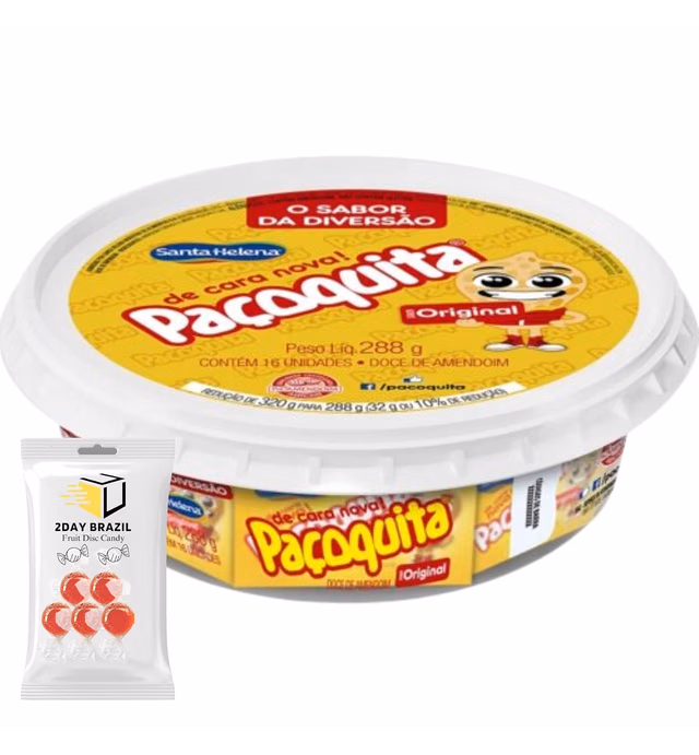 Paçoquita Amendoim Doce 320g | Peanut Candy bar 11.2oz Bundle With 2DAY BRAZIL Hard Fruit Disc Candy 30g