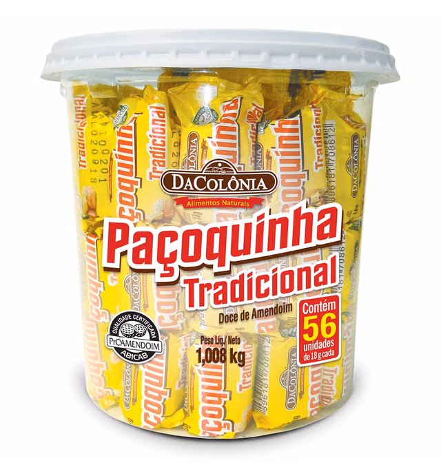 Pacoquinha Tradicional Doce de Amendoim 1008 gr. - 56 Ct. / Ground Peanut Candy Roll 2.22 lbs. - 56 Ct.