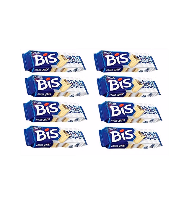 BIS Lacta Chocolate Branco Caixa c/ 20 unidades 126g - 8 Pack | White Chocolate Box w/ 20 units 4.4 oz - 8 Pack