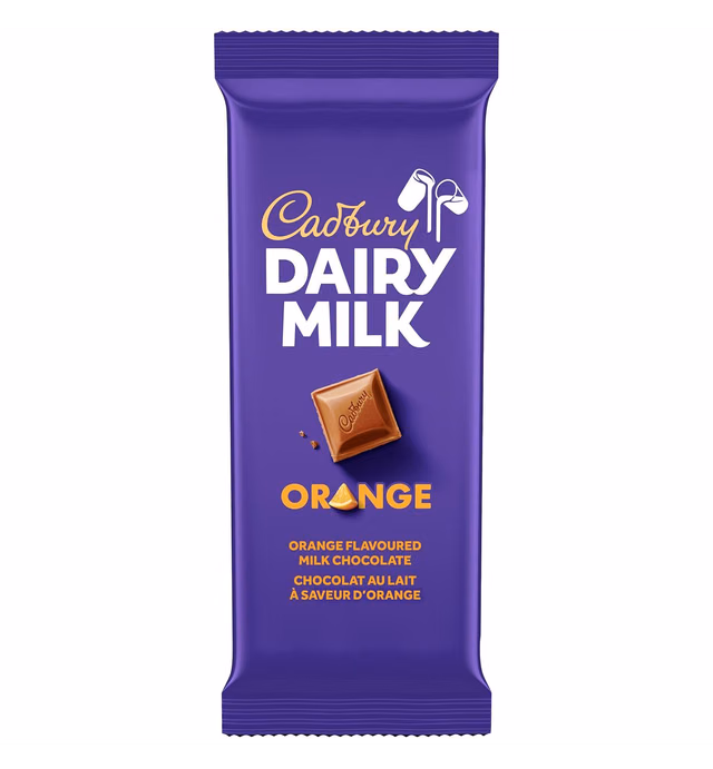 6-cadbury Dairy Milk Orange Flavoured Milk Chocolate ,100g Each, Made in Canada