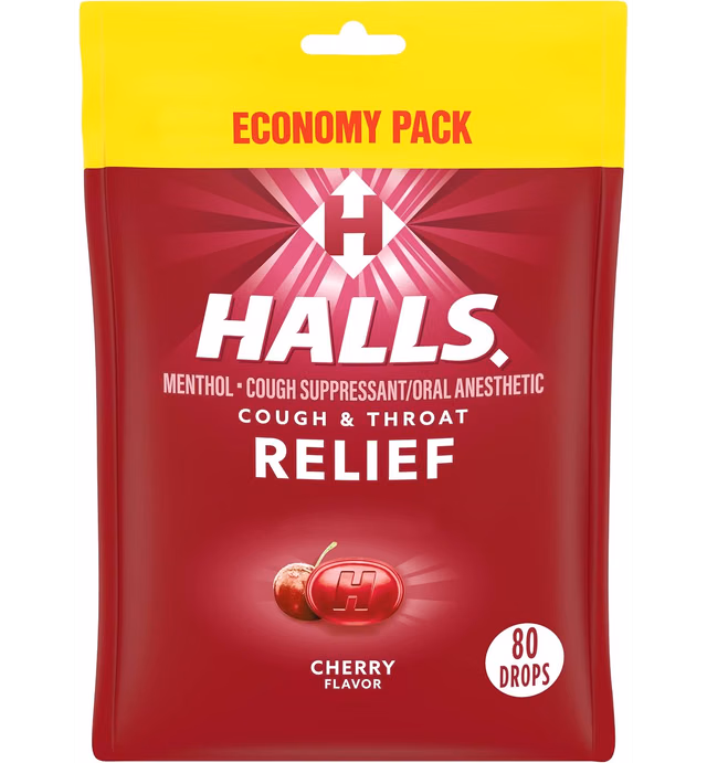 HALLS Relief Cherry Cough Drops, 80 Drops