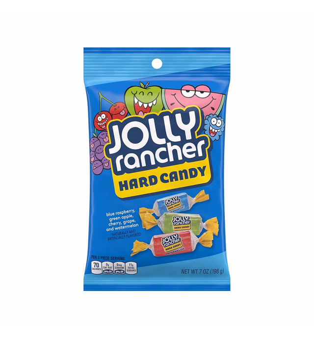 JOLLY RANCHER Assorted Fruit Flavored Hard Candy, Individually Wrapped, 7 oz Bag
