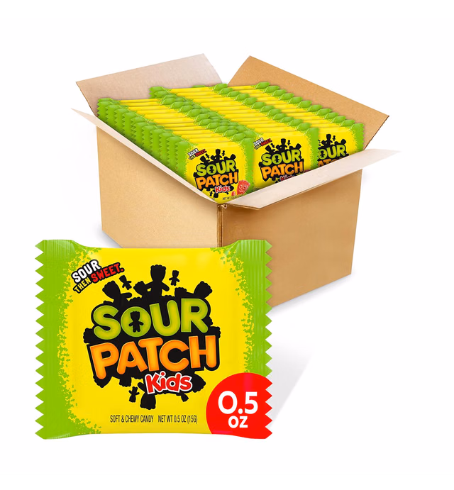 Sour Patch (SOUDM) Kids Soft & Chewy, 576 Snack Pack, Assorted, 1 Count (Pack of 24)