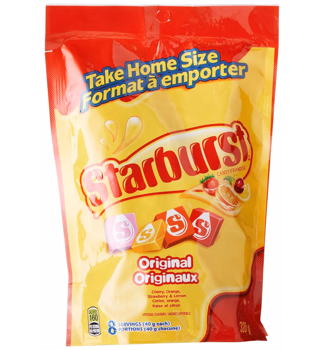 Starburst Original Fruit Chews Candy, Stand Up Pouch, 320g/11.3oz, (Imported from Canada)