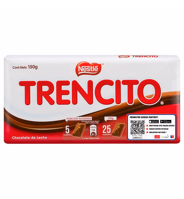 Chocolate Trencito Nestle. Traditional Chilean Chocolate. 150 Grms Bar. Promoted Edition