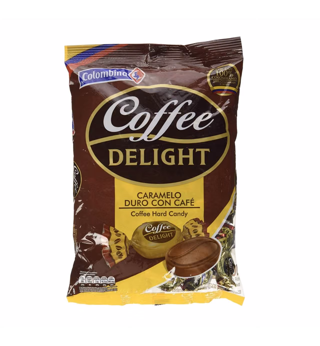 COFFEE DELIGHT HARD CANDY with Caffeine - 5O pieces 6.7 OZ - Made with real coffee. / CARAMELO DURO DE CAFE 50 unidades. Contiene Cafeina. By Colombina