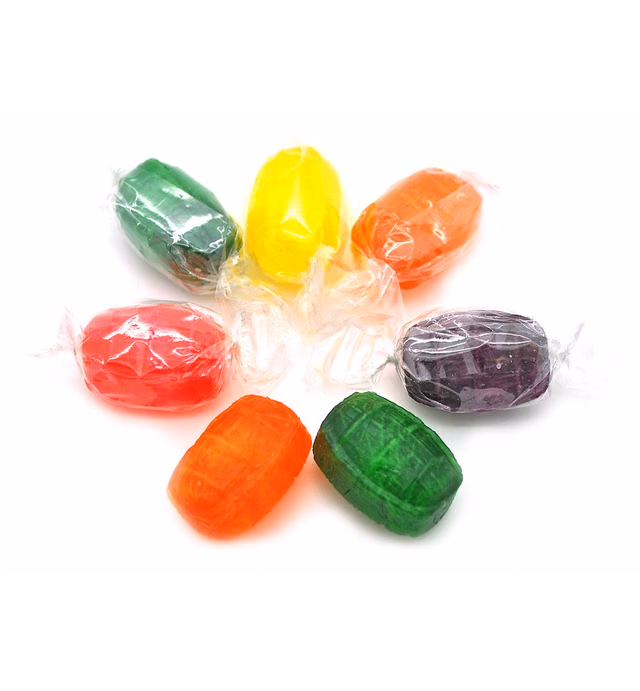 SweetGourmet Assorted Fruit Barrels | Wrapped | Bulk Hard Candy | 2 pounds