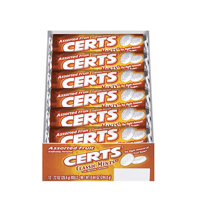 TUZZE Certs Classic Mints, Mixed Fruit, 12-Piece Packs (Pack of 24)