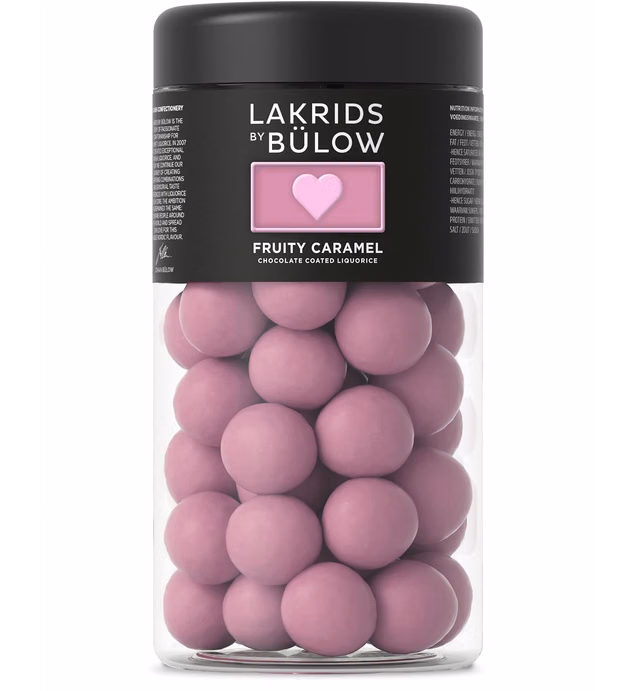 LAKRIDS BY BÜLOW - LOVE - Fruity Caramel - 10.41 OZ - Chocolate Coated Licorice Balls - Gourmet Candy Sustainably Produced in Copenhagen