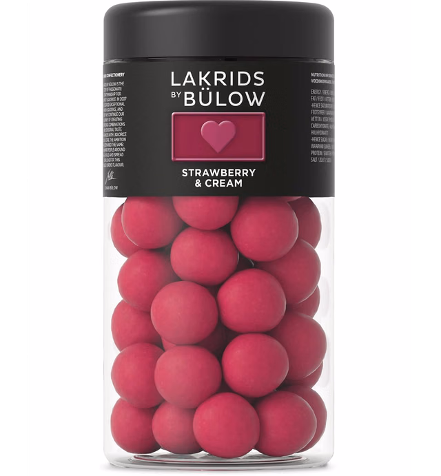 LAKRIDS BY BÜLOW - LOVE - Strawberry & Cream - 10.41 OZ - Chocolate Coated Licorice Balls - Gourmet Candy Sustainably Produced in Copenhagen