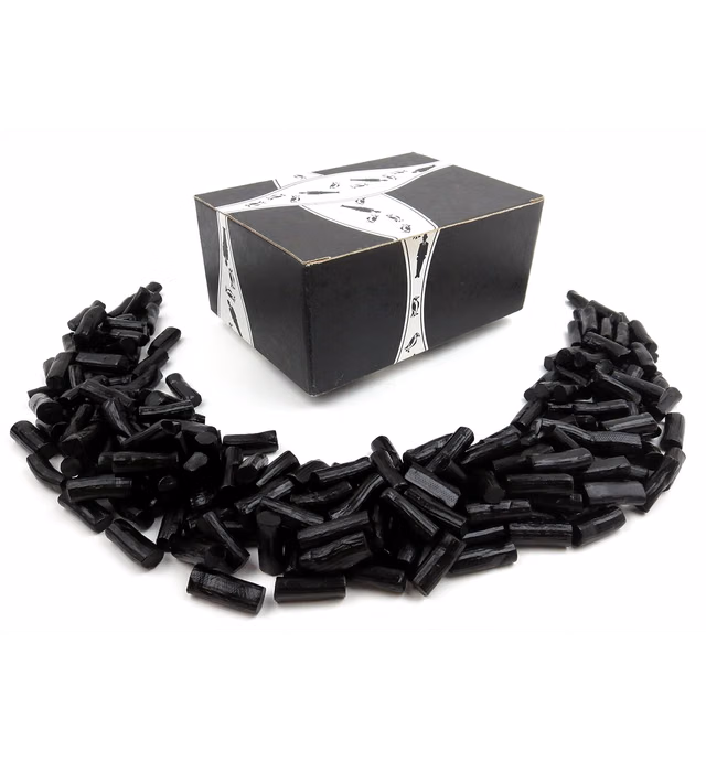 Finnska Soft Black Licorice Bites, 2 lb Bag in a BlackTie Box