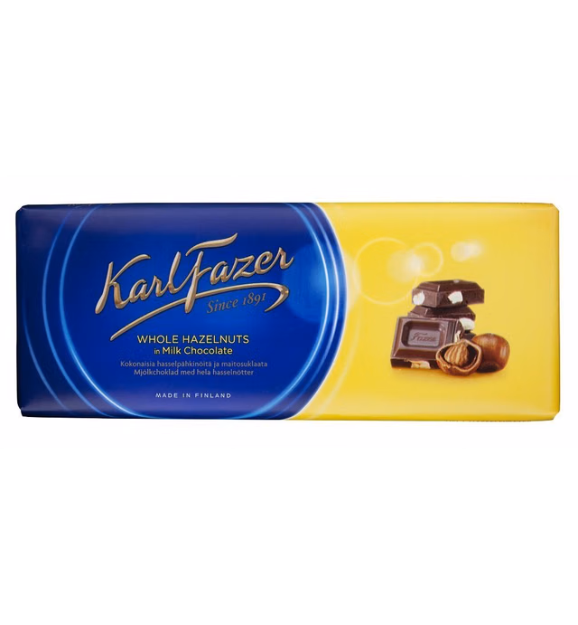 Fazer Blue Milk Chocolate with Whole Hazelnuts 200g Chocolate Bar
