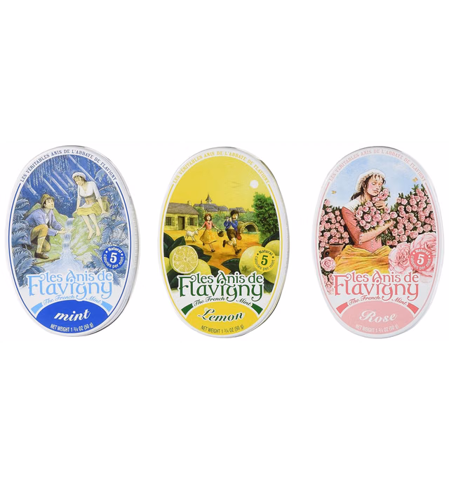Anis De Flavigny - Mint, Lemon and Rose Flavored Candies From France 3 Pack 3x1.75oz
