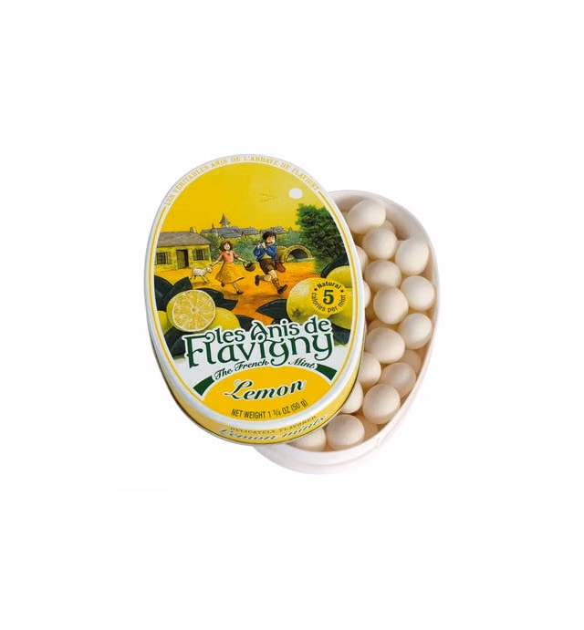 4 Pack Les Anis de Flavigny Hard Candy 1.75-ounce (50g) Tins (Lemon)