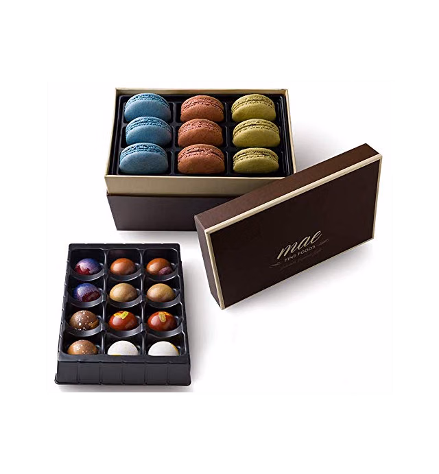 Gourmet Chocolate Bonbons and French Macarons Gift Set Small