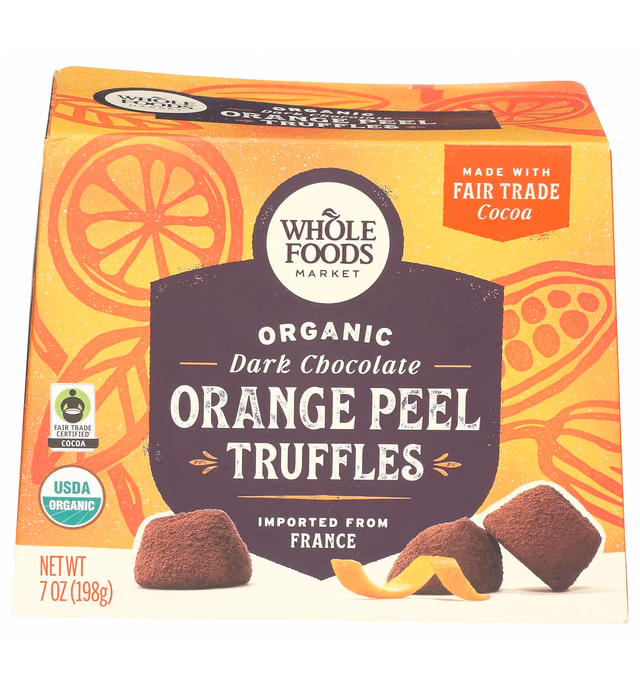 Whole Foods Market, Limited Edition Truffles, Dark Chocolate Orange Peel, 7 Ounce