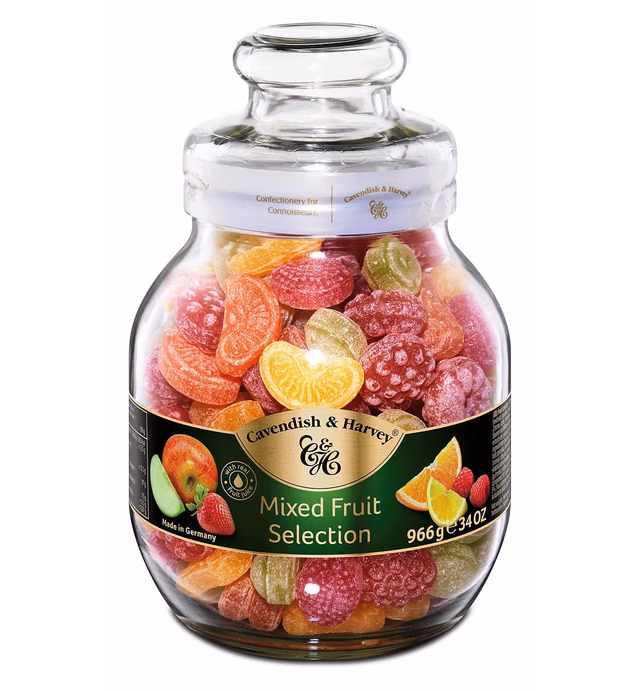 Cavendish & Harvey | Mixed Fruit Hard Candy Drops | 34 Ounce Jar
