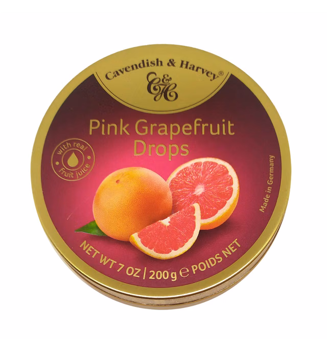 Cavendish & Harvey | Pink Grapefruit Hard Candy Drops | 7 Ounce Tins - 1 Pack