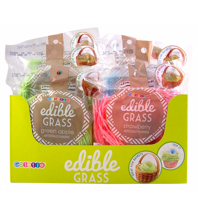 Assorted Strawberry, Blueberry, Green Apple Fruit Flavored Edible Easter Grass, Pack of 6