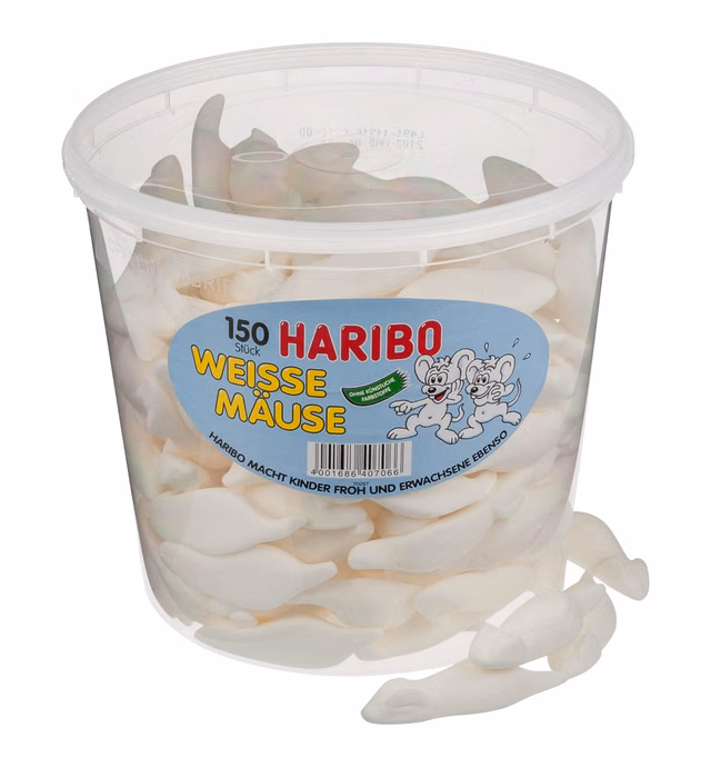 Haribo Weisse Maeuse ( White Mice) Tub -150 pcs