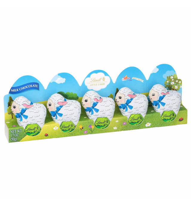Lindt Mini Lambs Milk Chocolate, Hollow Milk Chocolate Candy, 1.7 oz., 5-Pack