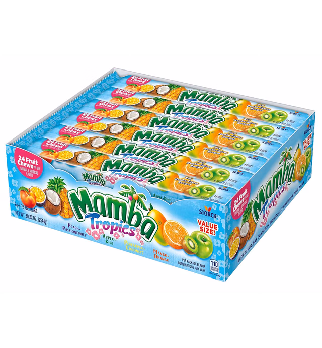 Mamba Tropics Fruit Chews Candy,24 Count(Pack of 24)