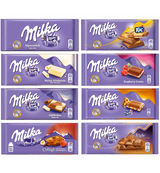 Milka Assorted Chocolates Variety Pack of 8 Bars (Bundle #3)