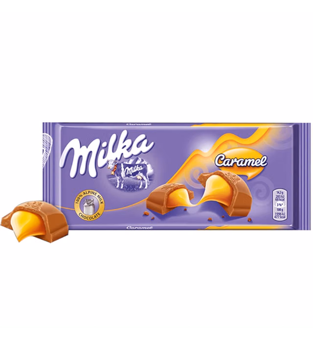 Milka Milk Chocolate with Caramel Filling 100 g