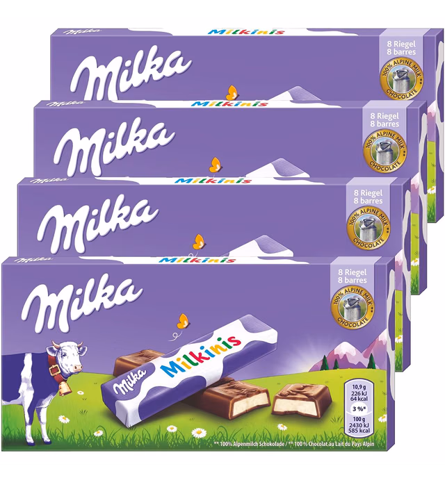 Milka Milkinis Chocolate Bars, 87.5g/3.09oz (Pack of 4)