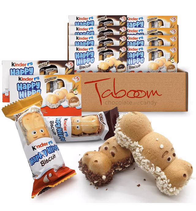 Kinder Happy Hippo - Pack of 8 Kinder Hippos with 4 Cocoa & 4 Hazelnut Packs - Delicious Crunchy Snack for Kids and Grownups - Premium Quality Ingredients - Ideal Mothers Day Candy, Classroom, Sweet Treats