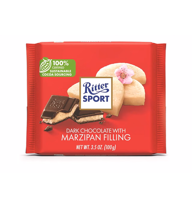 Ritter Sport Chocolate Bars with Nuts (Dark Chocolate with Marzipan, 3.5 Ounce (Pack of 12)