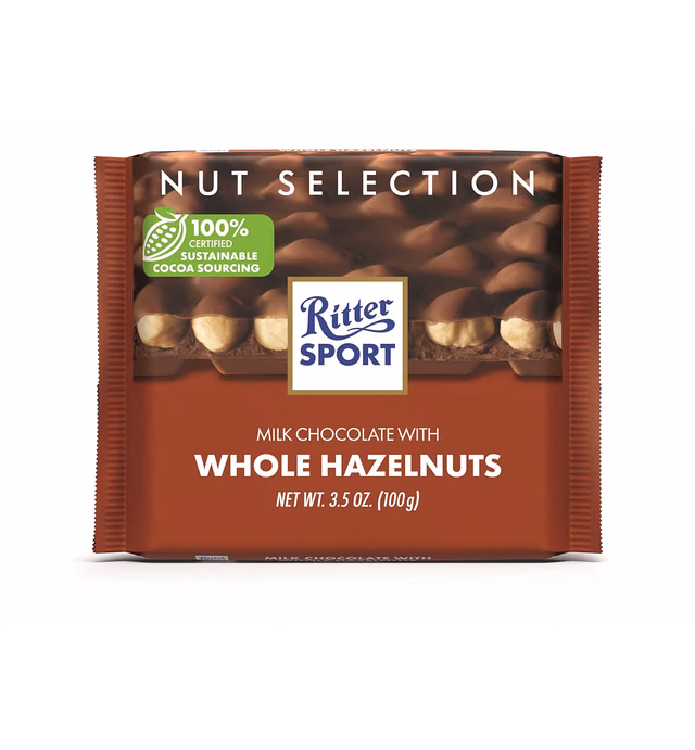 Ritter Sport Chocolate Bars with Nuts (Milk Chocolate with Hazelnuts, 3.5 Ounce (Pack of 10)