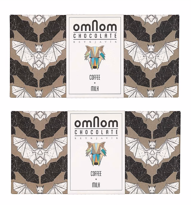 OmNom Coffee + Milk | Icelandic Bean To Bar Chocolate by OMNOM CHOCOLATE REYKJAVIK | 2 x 60g Bar