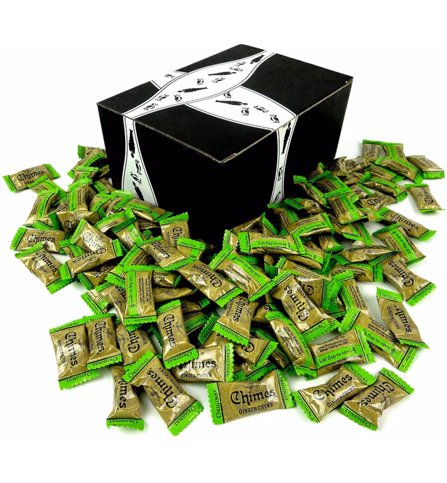 Chimes Original Ginger Chews, 2 lb Bag in a BlackTie Box