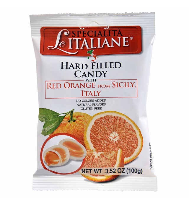 Caramelle Le Specialita Italiane Serra Hard Filled Candy with Red Orange from Sicily, 3.52 Ounce (Pack of 12)