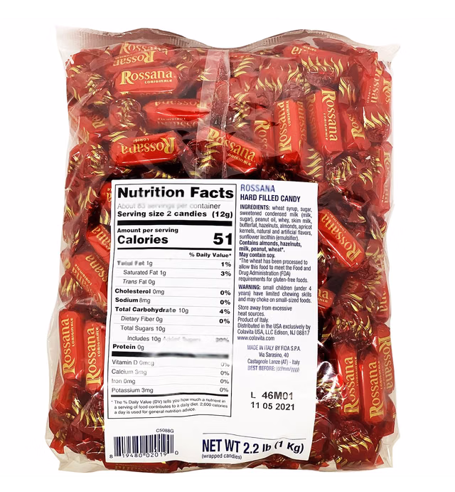 Fida Rossana Hard Filled Candy Wrapped, 2lb