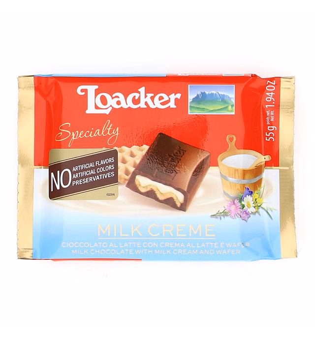 Loacker Chocolate Bar Specialty Milk Creme, 1.94 Ounces