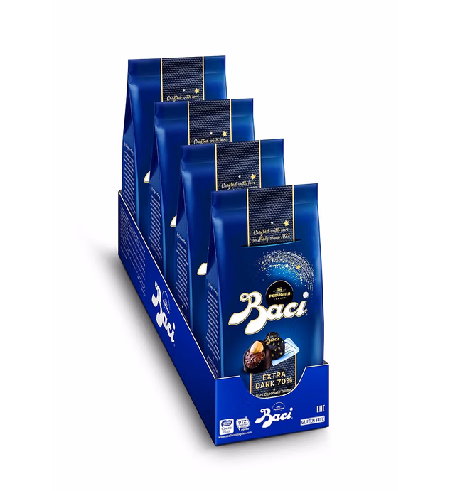 Baci Perugina Extra Dark 70% Chocolate Truffles Bag, 4.4oz (Pack Of 4)