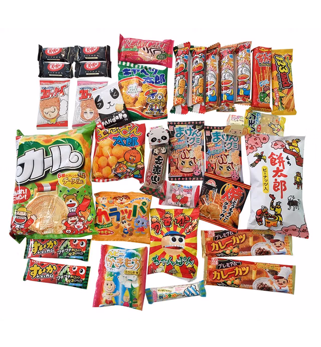 Assorted Japanese Snack and Candy Box Set with Handmade Origami
