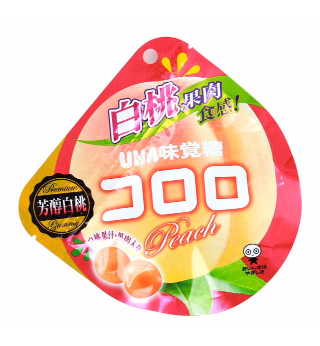 (Pack of 6) Japanese UHA Kororo Gummy Candy - Peach Flavor 40g