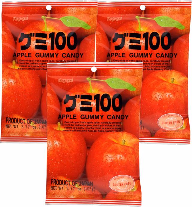 Kasugai Apple Gummy Candy 3.77oz (3 Pack)