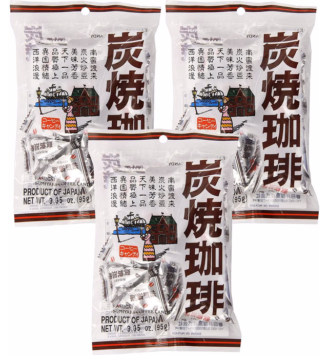 Kasugai Sumiyaki Japanese Roasted Coffee Candy, 3.35 oz (Pack of 3)