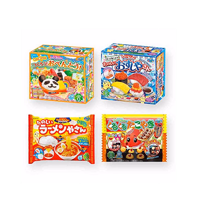 Ninjapo Wrapping Kracie Japanese DIY Candy "Popin Cookin" G set: Assortment of Bento, Sushi, Ramen, Takoyaki (total 4)
