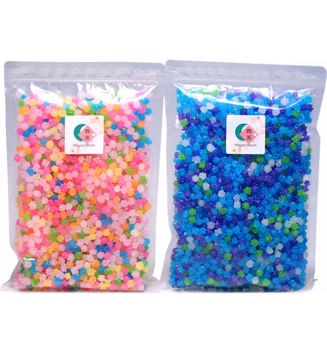 Mayca Moon Konpeito Japanese Tiny Sugar Candy Crystal (2 Big bags. Total 1000g (2.2 lbs))