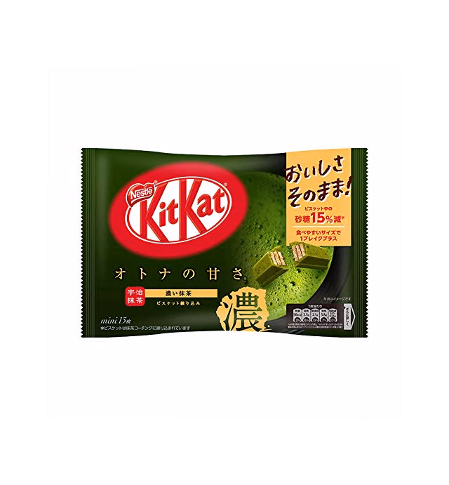 2021 Winter New Packaging Nestle Japan Kitkat OTONA NO AMASA KOI MATCHA Concentrated Green Tea flavor 15% sugar reduced mini 13 bars Japanese chocolate Made in Japan