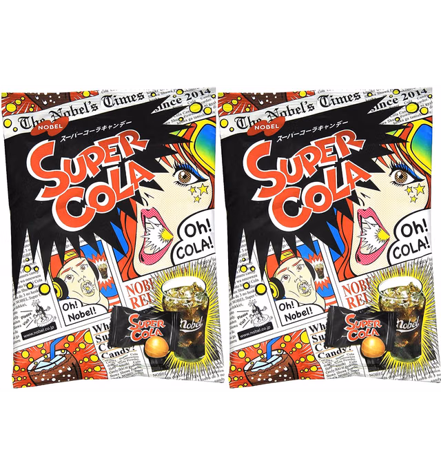 Nobel Super Soda/lemon/cola Candy, 3.1-ounce Bags (Pack of 2) [Japan Import] - Sour and Fizzy Tastes (Cola)