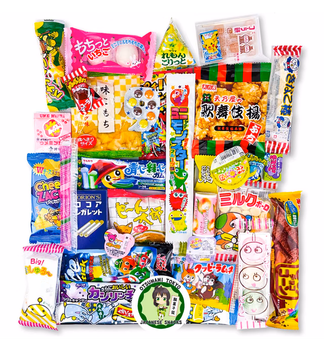 Japanese Snacks Assortment 30pcs, Full of Dagashi, Candy, Gummy, Marshmallows, Chips,Bubblegum, weird snacks food Japan, Ideal for Gifts, Picnics, and Snacks, for both Children and Adults.
