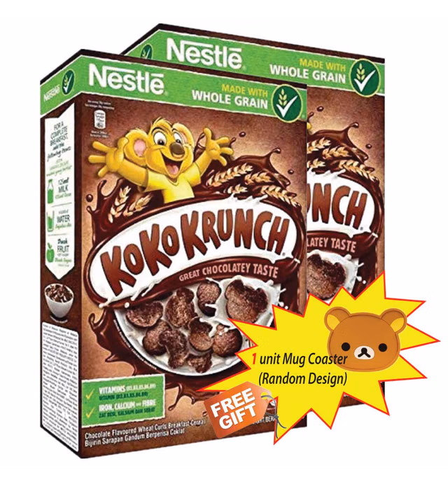 2 Boxes Nestle Koko Krunch Chocolate Wheat Curls Breakfast Cereal - 11.64oz (330g) per Box
