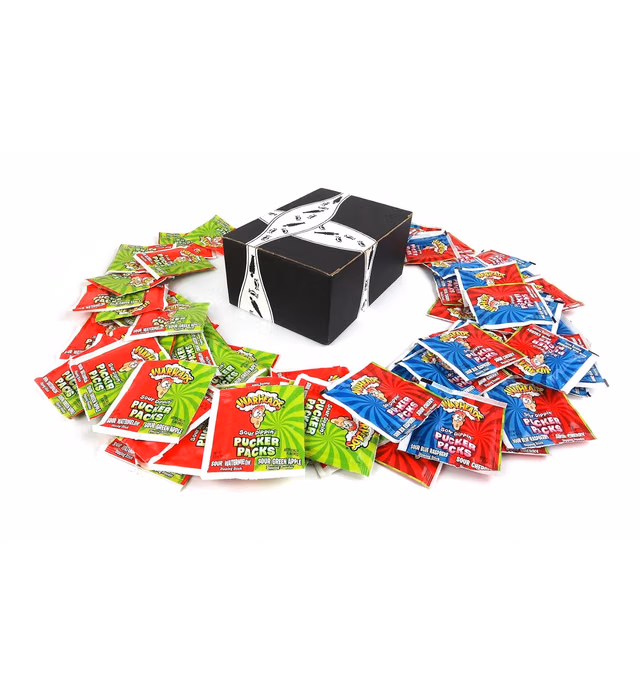 Warheads Sour Dippin' Pucker Packs, 0.3 oz Packets in a BlackTie Box (Pack of 60)